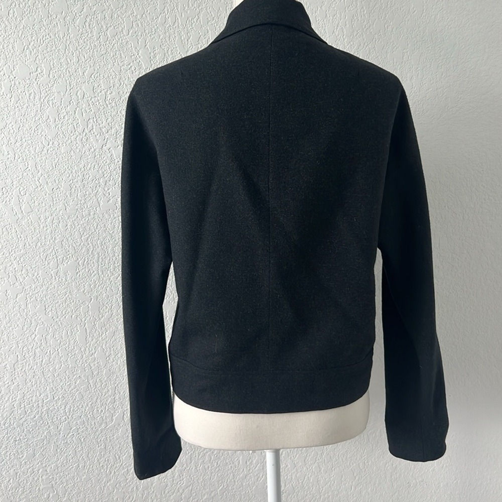 Charcoal‎ Grey Wool Blend Double Breasted Jacket Peter Pan Collar Womens Medium - Picture 5 of 9